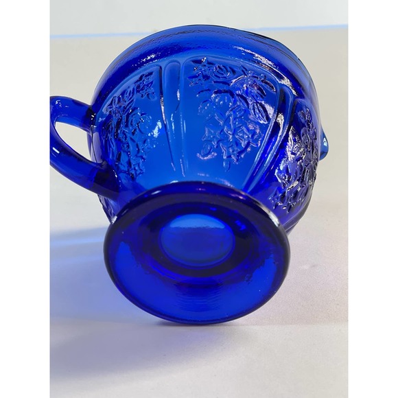 Vintage Depression Glass - Sharon Cabbage Rose Creamer in Cobalt Blue. - Picture 5 of 6